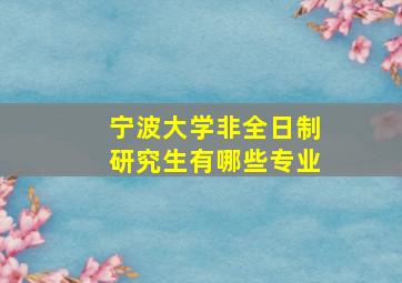 宁波大学非全日制研究生有哪些专业