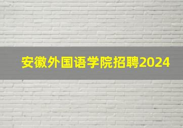 安徽外国语学院招聘2024