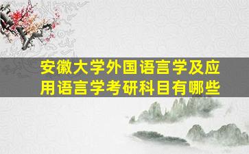 安徽大学外国语言学及应用语言学考研科目有哪些