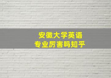 安徽大学英语专业厉害吗知乎