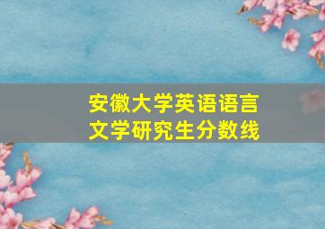 安徽大学英语语言文学研究生分数线