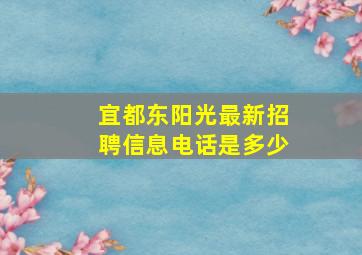 宜都东阳光最新招聘信息电话是多少