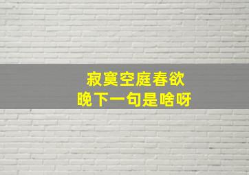 寂寞空庭春欲晚下一句是啥呀