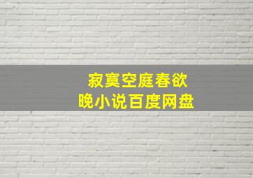 寂寞空庭春欲晚小说百度网盘