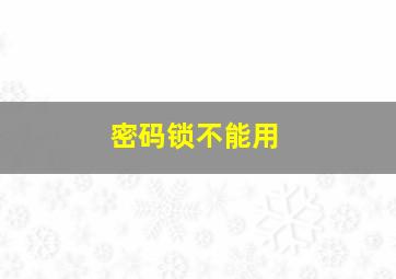 密码锁不能用