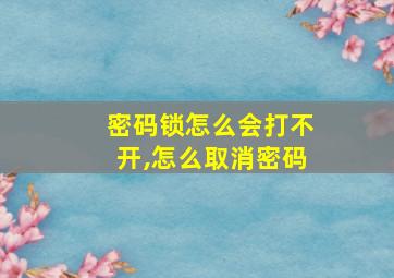 密码锁怎么会打不开,怎么取消密码