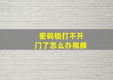 密码锁打不开门了怎么办视频