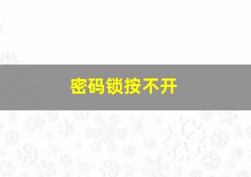 密码锁按不开