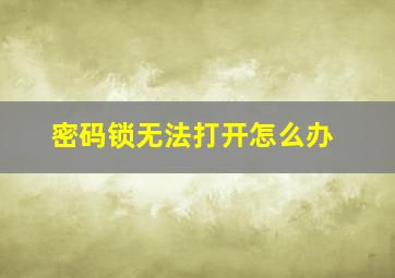 密码锁无法打开怎么办