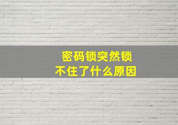 密码锁突然锁不住了什么原因