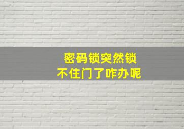 密码锁突然锁不住门了咋办呢