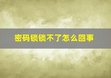 密码锁锁不了怎么回事