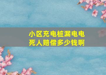 小区充电桩漏电电死人赔偿多少钱啊