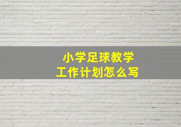 小学足球教学工作计划怎么写