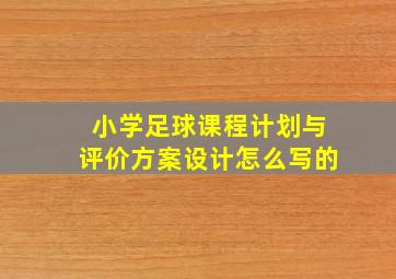 小学足球课程计划与评价方案设计怎么写的