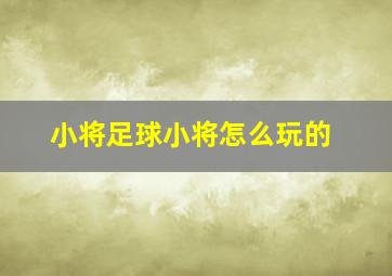 小将足球小将怎么玩的