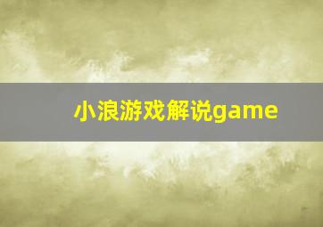 小浪游戏解说game