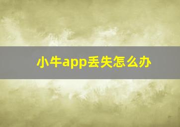 小牛app丢失怎么办