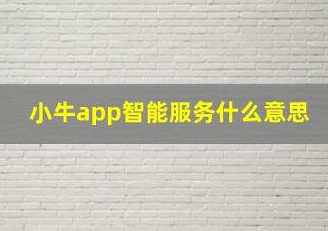 小牛app智能服务什么意思