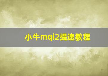 小牛mqi2提速教程