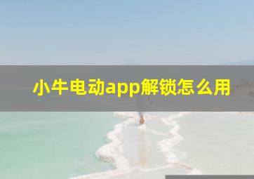 小牛电动app解锁怎么用