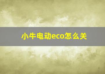 小牛电动eco怎么关