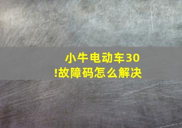 小牛电动车30!故障码怎么解决