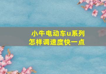 小牛电动车u系列怎样调速度快一点