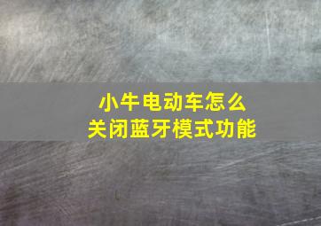 小牛电动车怎么关闭蓝牙模式功能