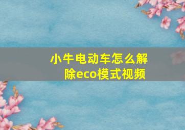 小牛电动车怎么解除eco模式视频