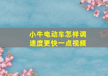 小牛电动车怎样调速度更快一点视频