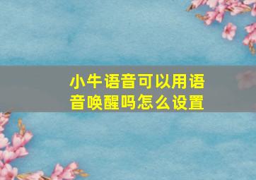 小牛语音可以用语音唤醒吗怎么设置