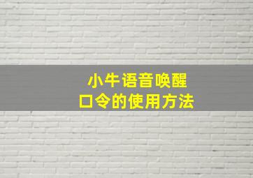 小牛语音唤醒口令的使用方法