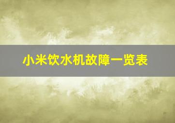 小米饮水机故障一览表