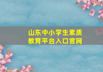 山东中小学生素质教育平台入口官网