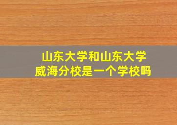 山东大学和山东大学威海分校是一个学校吗