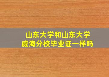 山东大学和山东大学威海分校毕业证一样吗