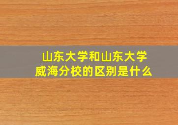 山东大学和山东大学威海分校的区别是什么