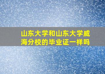 山东大学和山东大学威海分校的毕业证一样吗