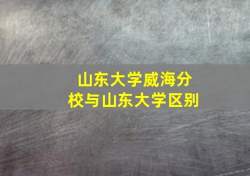 山东大学威海分校与山东大学区别