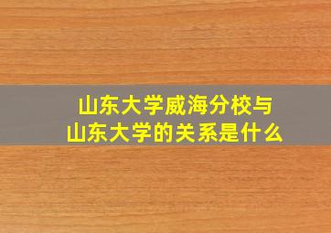 山东大学威海分校与山东大学的关系是什么