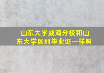 山东大学威海分校和山东大学区别毕业证一样吗