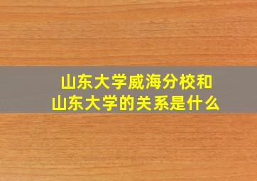 山东大学威海分校和山东大学的关系是什么