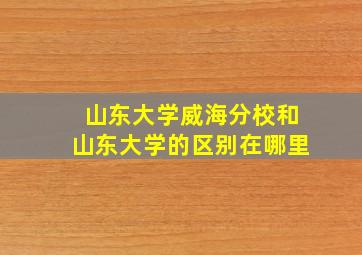 山东大学威海分校和山东大学的区别在哪里