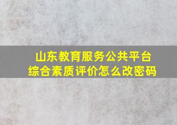 山东教育服务公共平台综合素质评价怎么改密码