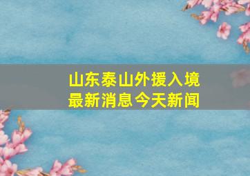 山东泰山外援入境最新消息今天新闻