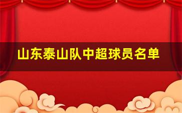 山东泰山队中超球员名单