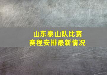 山东泰山队比赛赛程安排最新情况