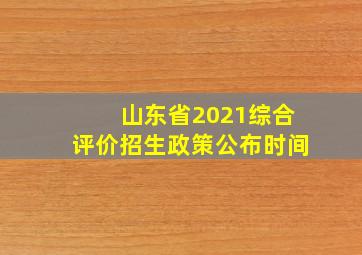 山东省2021综合评价招生政策公布时间