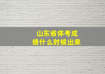 山东省体考成绩什么时候出来